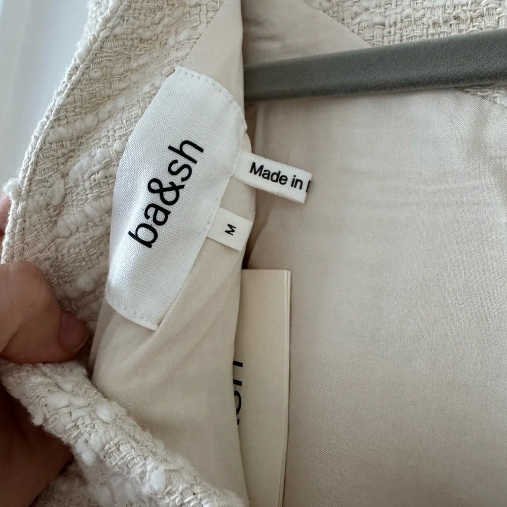 NWT BA&SH Auxane tweed mini dress long sleeve ecru size M - Picture 11 of 11